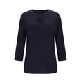 thumbnail image 6 of successthop 3/4 T Shirts for Women Heart Shaped Cutout Crewneck Trendy Shirt Lightweight Blouse Solid Casual Outfits 2XL, 6 of 8