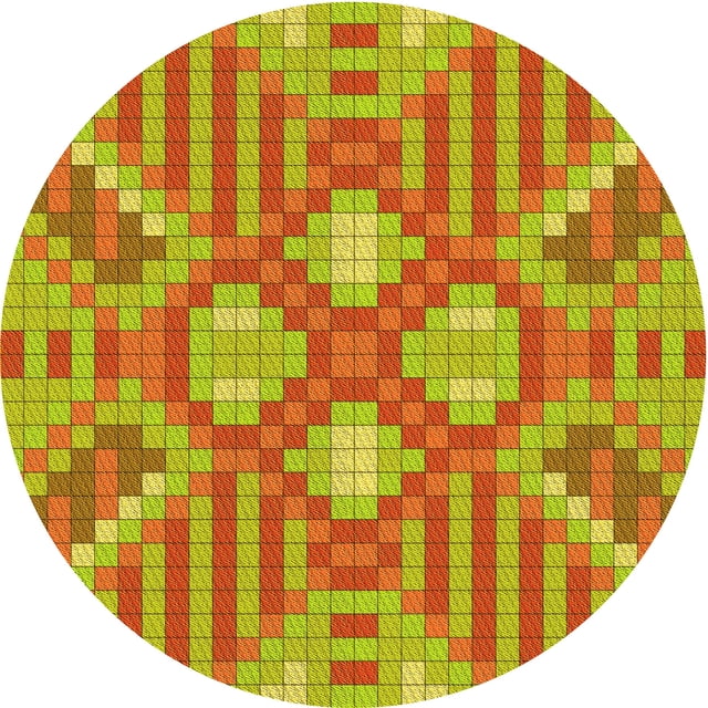Ahgly Company Machine Washable Indoor Round Transitional Orange Red Orange Area Rugs, 3' Round