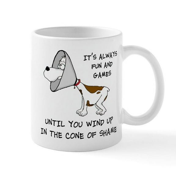 CafePress - Cone Of Shame Mug - 11 oz Ceramic Mug - Novelty Coffee Tea Cup