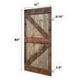 thumbnail image 3 of K Series 84in. X 84in. Brown/Walnut Finished DIY Knotty Pine Wood Double Sliding Barn Door With Hardware Kit, 3 of 5