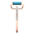 thumbnail image 3 of 1.86ct emerald cut turquoise 18k rose gold halo Bridal Wedding Engagement Promise Anniversary Ring for Women size 6, 3 of 7