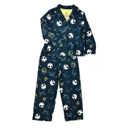 NBC Jack Skellington, Oogie Boogie, Zero Boy's Flannel Button Down Pajama Set (Size 8)