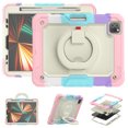 thumbnail image 6 of iPad Air 5th Generation Case 2022, iPad Air 4th Gen Case 2020,Rugged Protective Case with Tempered Glass Film 360° Rotatable Stand Handle Kid Proof Case,iPad Pro 11" 2021 2020 2018 Case,Pink/Colorful, 6 of 9