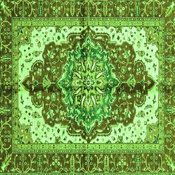 Ahgly Company Indoor Square Persian Green Traditional Area Rugs, 8' Square