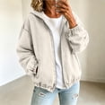thumbnail image 2 of uublik Women's Jean Jacket White Casual Long Sleeve Zip Up Denim Jacket Fall Coat, 2 of 7