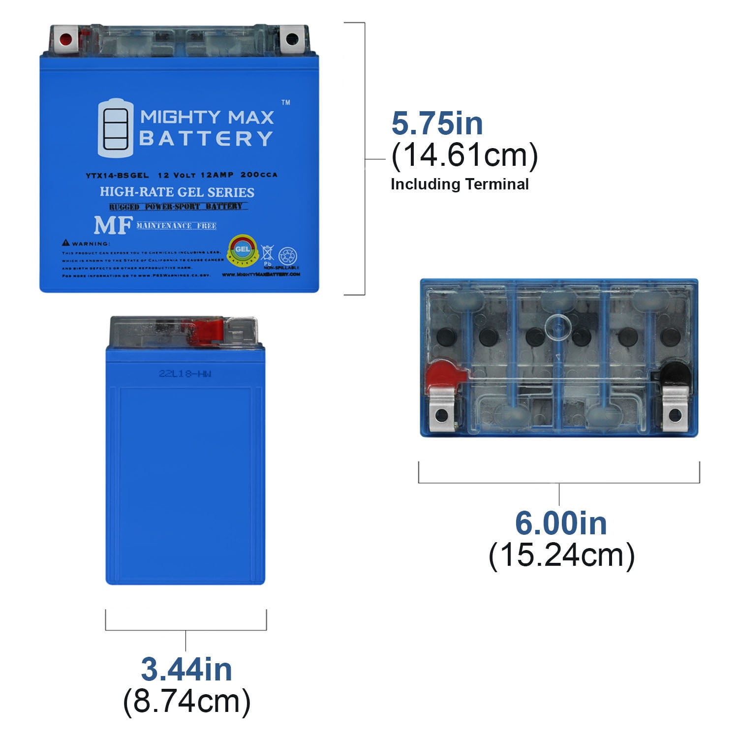 YTX14-BS GEL Battery Replacement for ATV Powersport Scooter Yamaha