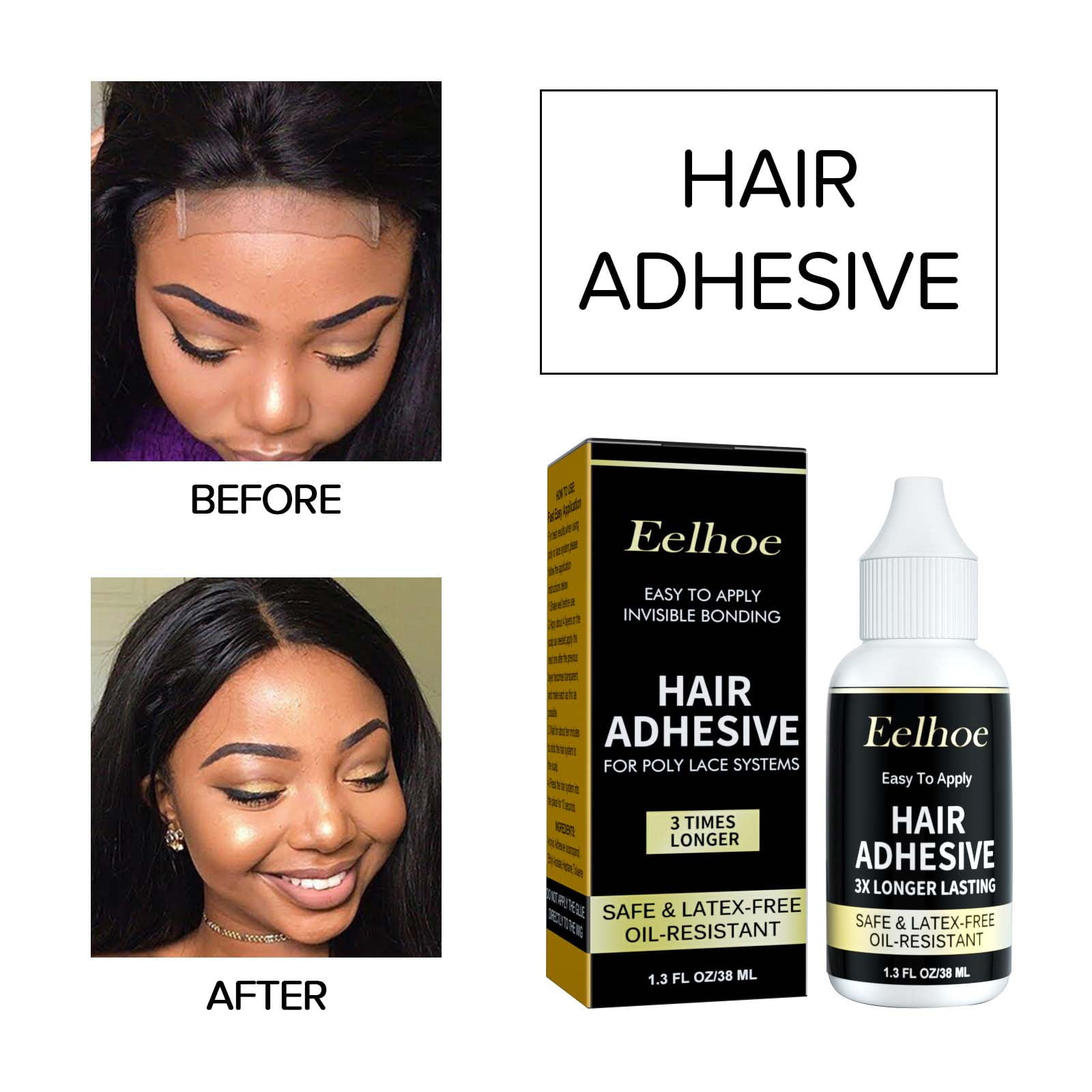 Kehuo Hair Replacement Adhesive Invisible Bonding Glue Hold for Poly and  Lace Hairpiece, Wig, Toupee Systems 38ml, Headband Wig Wigs 