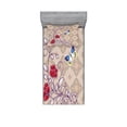 thumbnail image 2 of Ambesonne Floral Fitted Sheet & Pillow Sham Set, Blooming Flower Retro, Queen, Multicolor, 2 of 3