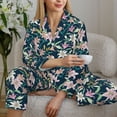 thumbnail image 6 of Pofeuu Lilies Flowers Print Womens Pajamas Set Long Sleeve Sleepwear Button Down Nightwear Soft Pj Lounge Sets Button Down Pajamas Women-Large, 6 of 7