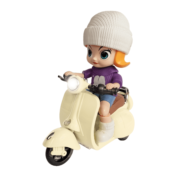 Muñeca Articulada en Motocicleta con Luz y Sonido Rm Regalomex Cafe Mediano