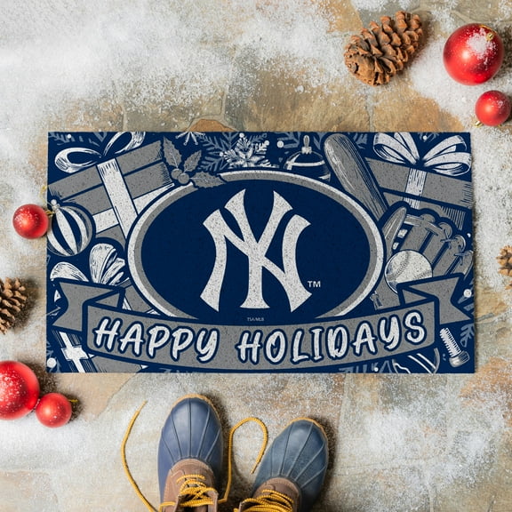New York Yankees 28" x 16" Happy Holidays Christmas Turf Door Mat