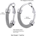 thumbnail image 6 of ChainsHouse Stainless Steel Hoop Earring for Women Half Mesh Link Hypoallergenic Trendy Hoops, 30mm, 6 of 11