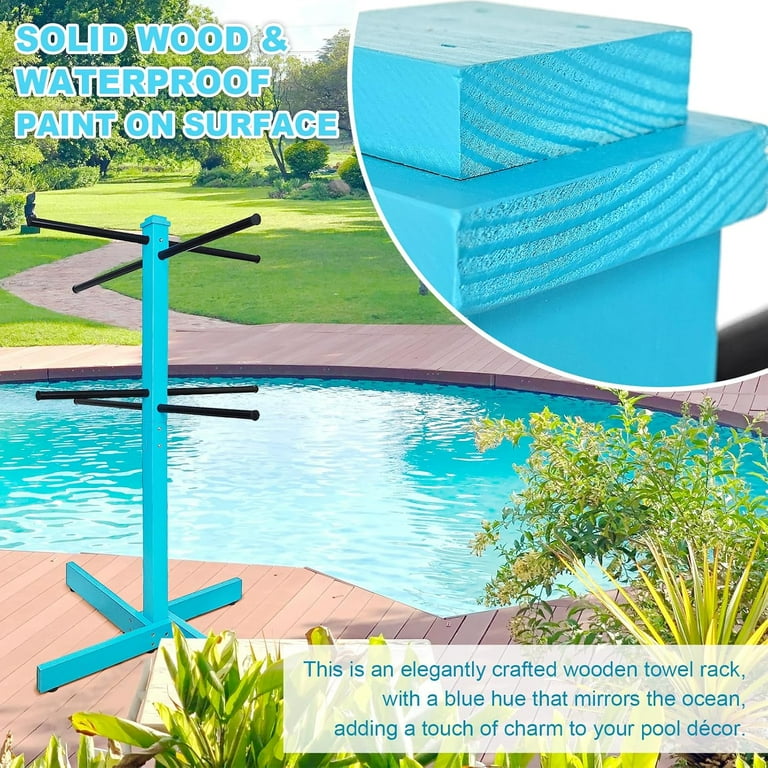Pool Towel Rack Outdoor 2024 New 53 Wood Pool Towel Holder with 4 Bars Outdoor Towel Rack for Pool Area Outside Towel Rack Stand Hanger Towel Drying Rack for Pool Hot Tub Beach