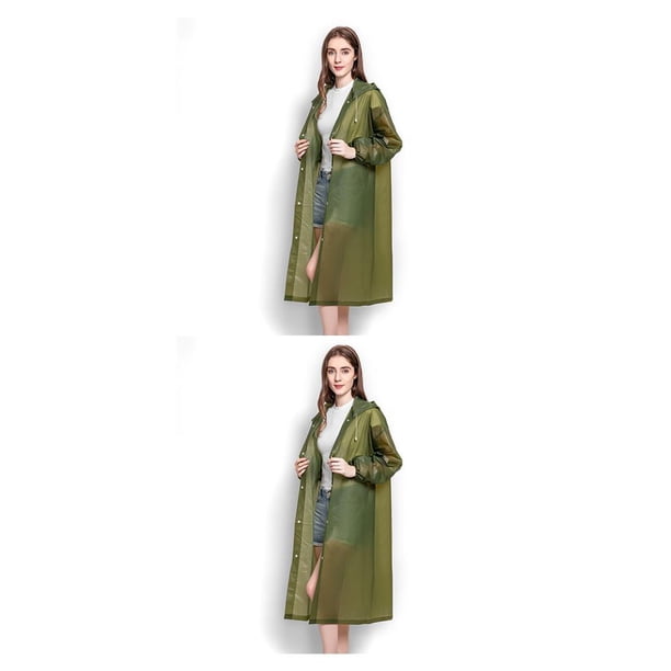 Bearachild Chubasquero para adultos de 150-185cm, impermeable, para acampar, protección ajustable, impermeable, plegable, impermeable, verde oscuro Verde oscuro 2piezas Bearachild CBP381701