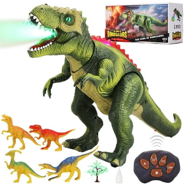 Remote Control Dinosaur Toys for Kids, Electric Walking Dinosaur Toy with Light Up & Realistic Roaring, T-rex Dinosaur Toys for Boys Girls - Green
