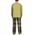 thumbnail image 7 of YueHuiYing Man Style Casual Pajama Set Long Sleeves Round Neck Shirt Waist GridLong Pants Loose Home Sets, 7 of 7