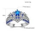 thumbnail image 2 of Couple Rings Matching Rings His Her Ring Stars and Moon Princess Ring Blue CZ Women's Wedding Ring, 2 of 7