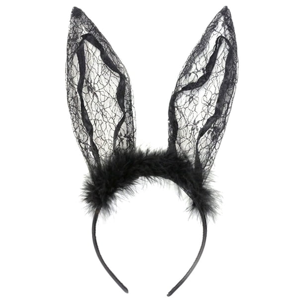 1 diadema de encaje con orejas de conejo para fiesta, adorable diadema decorativa para fiesta