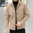 thumbnail image 2 of LNWUY Men's Fashion Solid Color Long Sleeve Button-Down Woolen Jacket, Regular Fit Casual Winter Overcoat with Pockets Yellow L, 2 of 9