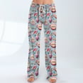 thumbnail image 7 of SAATLERI Christmas Pajamas Pants Women Santa Print Loose Soft Lounge Pants Wide Leg Drawstring Holiday Comfy Pj Bottom with Pockets, 7 of 7