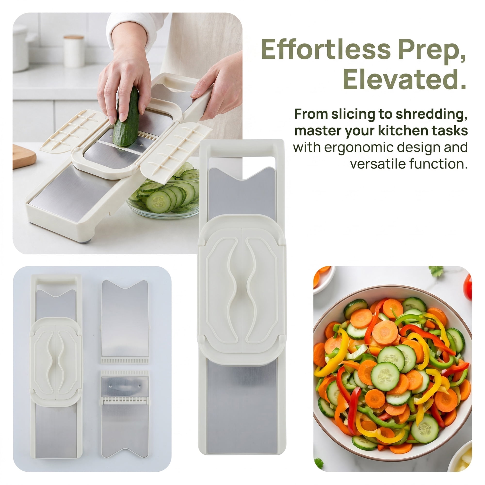 Unique Bargains Plastic Rust-Free Steel Slicer with Ergonomic Handle 2 in 1(E) 14.8"x3.9"