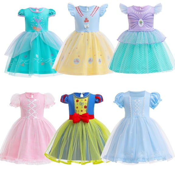 Emy Dola 1-6 Years Girls Princess Tutu Dress Toddler Girl Fairy Tulle Dress Puff Sleeve Party Dress Up Cosplay Costume
