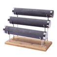 thumbnail image 4 of Soporte vertical para pulseras con base de madera, para guardar coleteros 3 nivel, 4 of 9