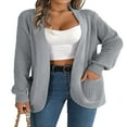 thumbnail image 1 of PENGXIANG Womens Open Front Knit Cardigan Long Sleeve Solid Color Pocket Sweater Loose Fall Tops S, 1 of 7