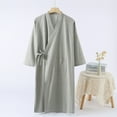 thumbnail image 2 of Men's Sleep Robe with V-neck, Long Sleeves, Front Pocket, and Adjustable Waist Strap for Men, Lightweight Breathable Polyester, Solid Color, Home Use, 2 of 8