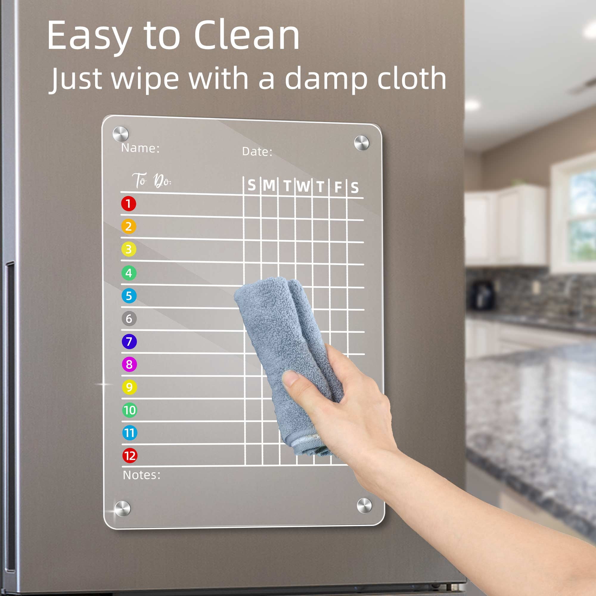 Blingpainting Magnetic Fridge Acrylic Chore Chart for Kids Clear Checklist for Adults and Teenagers Includes 8 Dry Erase Markers Back To School Gifts