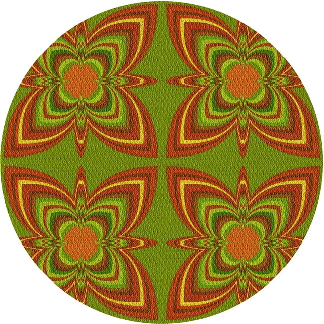 Ahgly Company Machine Washable Indoor Round Transitional Pistachio Green Area Rugs, 5' Round