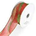thumbnail image 1 of Sheer Glitter Mist Wired Edge Christmas Ribbon, 1-1/2-Inch, 10-Yard, Red, 1 of 1