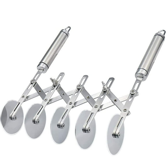 MesaSe 5 Wheel Pastry Cutter, Pasta Cutter, Adjustable Stainless Steel Round Dough Cutter Roller Cookie Pastry