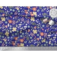 thumbnail image 2 of Soimoi Blue Cotton Cambric Fabric Leaf Floral Printed Fabric 1 Yard 42 Inch Wide, 2 of 3