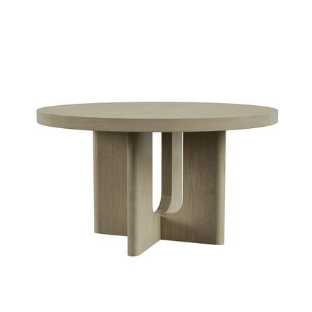 Furniture of America Cheri 54" Solid Wood Round Indoor Dining Table, White Oak