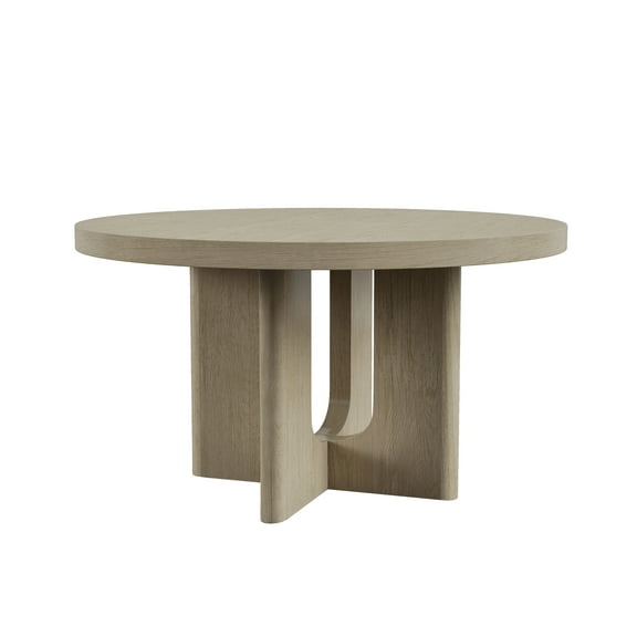 Furniture of America Cheri 54" Solid Wood Round Indoor Dining Table, White Oak