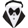 thumbnail image 1 of Pañuelo para perro de esmoquin formal, pañuelo para perro de boda, collar para perro con pajarita y corbata, diseños ajustables, pajarita negra para perro, bufanda ajustable, 1 of 5