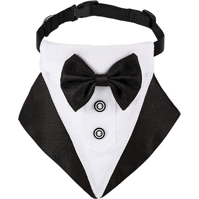 Pañuelo para perro de esmoquin formal, pañuelo para perro de boda, collar para perro con pajarita y corbata, diseños ajustables, pajarita negra para perro, bufanda ajustable