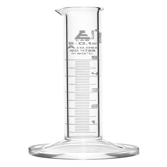 Graduated Cylinder, 5ml - Class A Tolerance Â±0.05ml - Round Base - White Graduations - Borosilicate 3.3 Glass - Eisco Labs