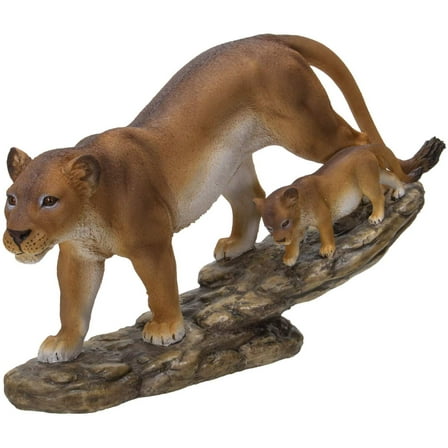 Safari African Lion Queen Lioness With Cub Family Statue 11"L Animal Collectible