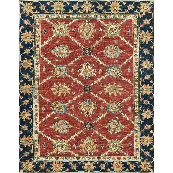 Ahgly Company Indoor Rectangle Abstract Fire Brick Red Abstract Area Rugs, 4' x 6'