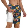 thumbnail image 2 of Kdxio Burning Rugby Balls Print Men'S Swim Trunks With Compression Liner 7 Inch Inseam Quick Dry Swim Shorts, 2 of 7