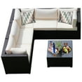 thumbnail image 4 of Gymax 6PCS Rattan Patio Sectional Sofa Conversation Set Outdoor w/ Beige Cushions, 4 of 8