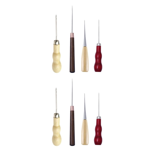 Billuyoard 4 Uds punzones de carpintería punzones de perforación de acero inoxidable con mango herramientas de costura de cuero DIY para modista 2piezas