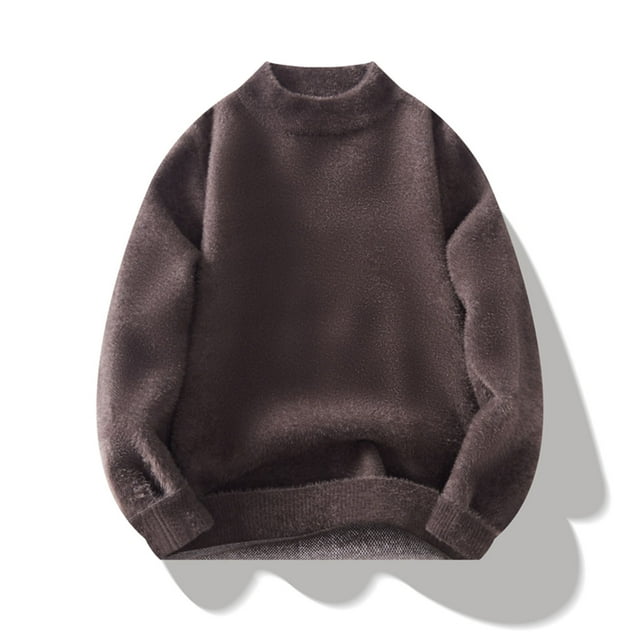 Styesk Mens Sweater Solid Color Pullover Sweater Comfy Soft Long Sleeve Sweater Cable Knit Mock Neck Sweater Casual Loose Sweaters with Ribbing Edge