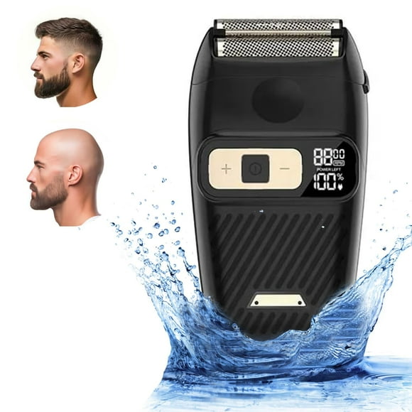 Afeitadora eléctrica de láminas para hombres y mujeres, resistente al agua, con pantalla LED, inalámbrica, recortadora de vello facial de doble lámina, recargable, IPX6