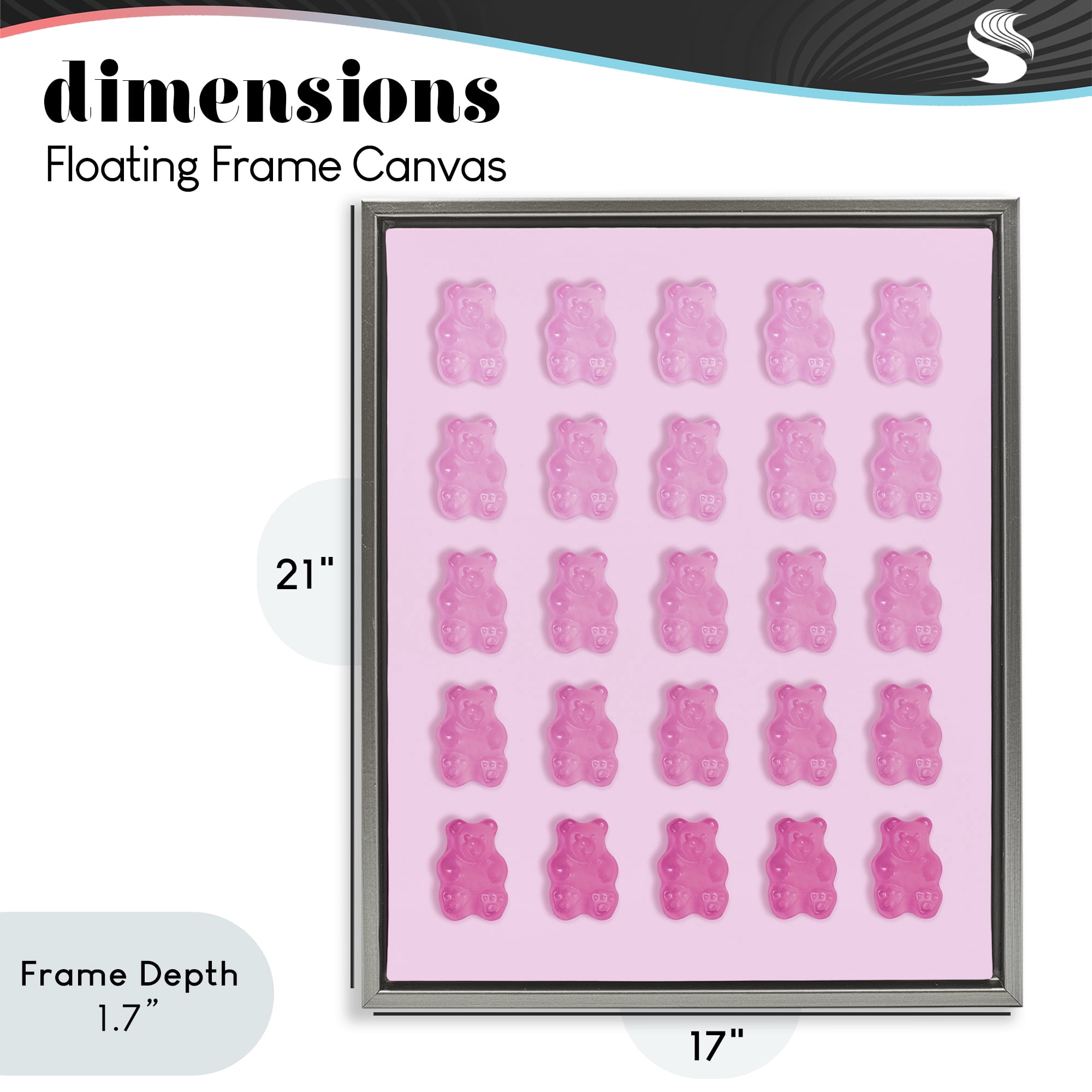 Stupell Industries Gradient Pastel Pink Bears Gray Framed Floater Canvas Wall Art, design by LISH Creative