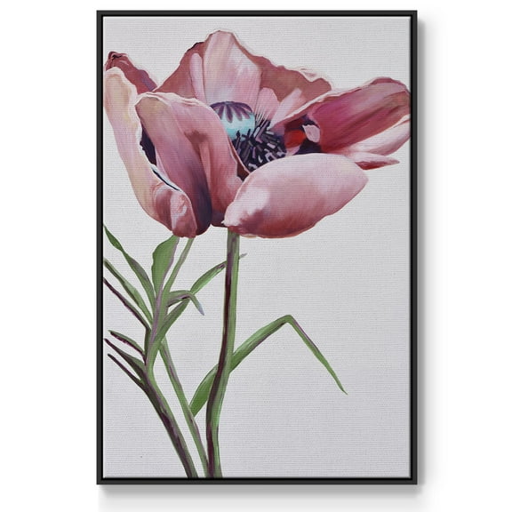 Paris Poppy Framed Premium Gallery Wrapped Canvas - Ready to Hang - 17 x 25 - Black Floating Frame