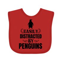 Inktastic Easily Distracted by Penguins Boys or Girls Baby Bib