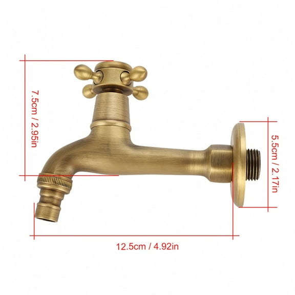 Vintage Solid Brass Single Handle Faucet for Washing Machine Wall Mounted Water Tap